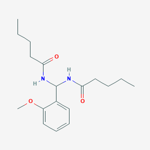 molecular formula C18H28N2O3 B385102 N-[(2-methoxyphenyl)(pentanoylamino)methyl]pentanamide 