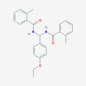 molecular formula C25H26N2O3 B385105 N-{(4-ethoxyphenyl)[(2-methylbenzoyl)amino]methyl}-2-methylbenzamide 