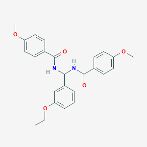 molecular formula C25H26N2O5 B385108 N-{(3-ethoxyphenyl)[(4-methoxybenzoyl)amino]methyl}-4-methoxybenzamide 