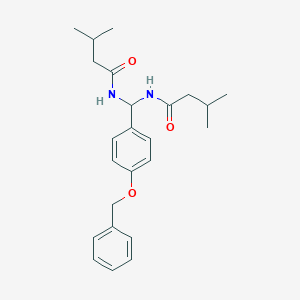 molecular formula C24H32N2O3 B385109 N-{[4-(benzyloxy)phenyl][(3-methylbutanoyl)amino]methyl}-3-methylbutanamide 