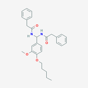 molecular formula C29H34N2O4 B385122 N-{[3-methoxy-4-(pentyloxy)phenyl][(phenylacetyl)amino]methyl}-2-phenylacetamide 