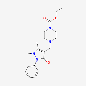 molecular formula C19H26N4O3 B3851285 Ethyl 4-[(1,5-dimethyl-3-oxo-2-phenylpyrazol-4-yl)methyl]piperazine-1-carboxylate 