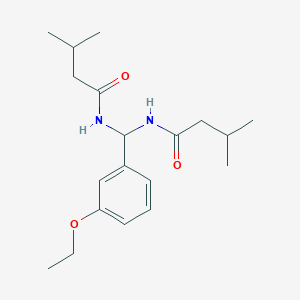 molecular formula C19H30N2O3 B385134 N-{(3-ethoxyphenyl)[(3-methylbutanoyl)amino]methyl}-3-methylbutanamide 