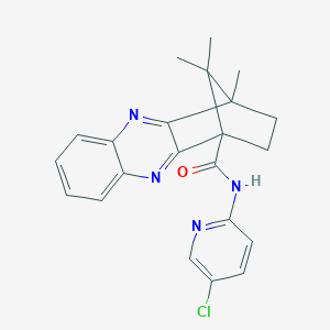 molecular formula C22H21ClN4O B385152 N-(5-chloro-2-pyridinyl)-12,15,15-trimethyl-3,10-diazatetracyclo[10.2.1.0~2,11~.0~4,9~]pentadeca-2(11),3,5,7,9-pentaene-1-carboxamide 