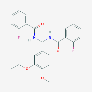 molecular formula C24H22F2N2O4 B385155 N-[(3-ethoxy-4-methoxyphenyl)[(2-fluorophenyl)formamido]methyl]-2-fluorobenzamide CAS No. 618860-99-4
