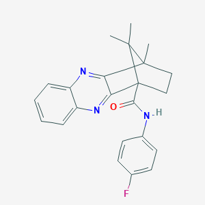 molecular formula C23H22FN3O B385161 N-(4-fluorophenyl)-12,15,15-trimethyl-3,10-diazatetracyclo[10.2.1.0^{2,11}.0^{4,9}]pentadeca-2(11),3,5,7,9-pentaene-1-carboxamide CAS No. 573948-51-3
