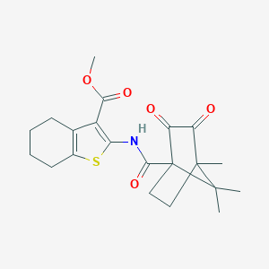 molecular formula C21H25NO5S B385244 methyl 2-(4,7,7-trimethyl-2,3-dioxobicyclo[2.2.1]heptane-1-carboxamido)-4,5,6,7-tetrahydrobenzo[b]thiophene-3-carboxylate CAS No. 573931-83-6