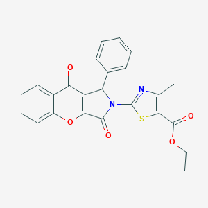 molecular formula C24H18N2O5S B385292 ETHYL 2-{3,9-DIOXO-1-PHENYL-1H,2H,3H,9H-CHROMENO[2,3-C]PYRROL-2-YL}-4-METHYL-1,3-THIAZOLE-5-CARBOXYLATE 
