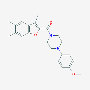 molecular formula C23H26N2O3 B385304 Methyl4-{4-[(3,5,6-trimethyl-1-benzofuran-2-yl)carbonyl]-1-piperazinyl}phenylether 