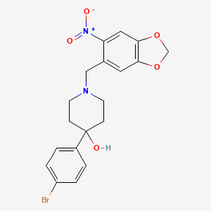 molecular formula C19H19BrN2O5 B3853396 4-(4-Bromophenyl)-1-[(6-nitro-1,3-benzodioxol-5-yl)methyl]piperidin-4-ol 