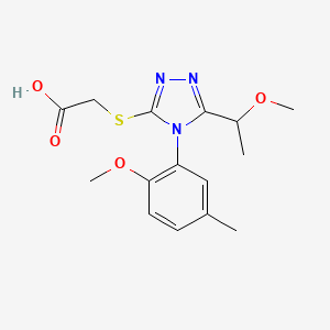 molecular formula C15H19N3O4S B3853540 {[5-(1-methoxyethyl)-4-(2-methoxy-5-methylphenyl)-4H-1,2,4-triazol-3-yl]thio}acetic acid 