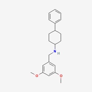molecular formula C21H27NO2 B3854087 N-[(3,5-dimethoxyphenyl)methyl]-4-phenylcyclohexan-1-amine 