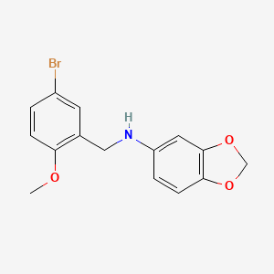 molecular formula C15H14BrNO3 B3854137 N-[(5-bromo-2-methoxyphenyl)methyl]-1,3-benzodioxol-5-amine 