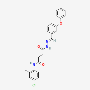 molecular formula C24H22ClN3O3 B3854299 N-(4-chloro-2-methylphenyl)-N'-[(E)-(3-phenoxyphenyl)methylideneamino]butanediamide 
