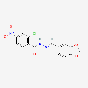 molecular formula C15H10ClN3O5 B3854375 N-[(E)-1,3-benzodioxol-5-ylmethylideneamino]-2-chloro-4-nitrobenzamide 