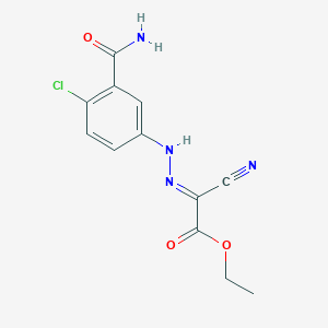 molecular formula C12H11ClN4O3 B3854377 ethyl (2E)-2-[(3-carbamoyl-4-chlorophenyl)hydrazinylidene]-2-cyanoacetate 