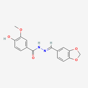 molecular formula C16H14N2O5 B3854417 N-[(E)-1,3-benzodioxol-5-ylmethylideneamino]-4-hydroxy-3-methoxybenzamide 
