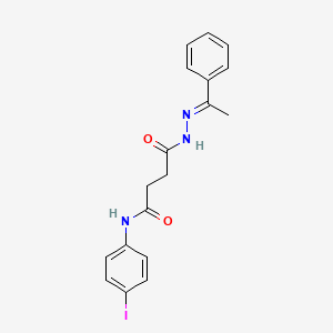 molecular formula C18H18IN3O2 B3854474 N-(4-iodophenyl)-N'-[(E)-1-phenylethylideneamino]butanediamide 