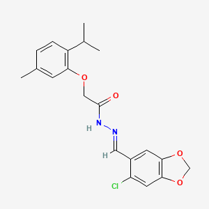 molecular formula C20H21ClN2O4 B3854649 N-[(E)-(6-chloro-1,3-benzodioxol-5-yl)methylideneamino]-2-(5-methyl-2-propan-2-ylphenoxy)acetamide 
