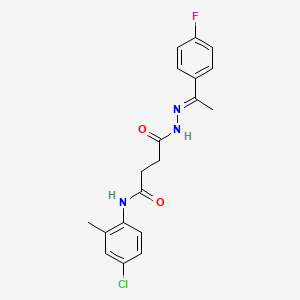 molecular formula C19H19ClFN3O2 B3854719 N-(4-CHLORO-2-METHYLPHENYL)-3-{N'-[(1E)-1-(4-FLUOROPHENYL)ETHYLIDENE]HYDRAZINECARBONYL}PROPANAMIDE 