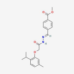 molecular formula C21H24N2O4 B3854741 METHYL 4-[(E)-({2-[5-METHYL-2-(PROPAN-2-YL)PHENOXY]ACETAMIDO}IMINO)METHYL]BENZOATE 