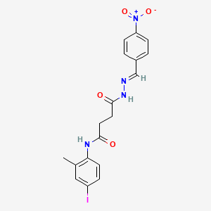 molecular formula C18H17IN4O4 B3854770 N-(4-IODO-2-METHYLPHENYL)-3-{N'-[(E)-(4-NITROPHENYL)METHYLIDENE]HYDRAZINECARBONYL}PROPANAMIDE 