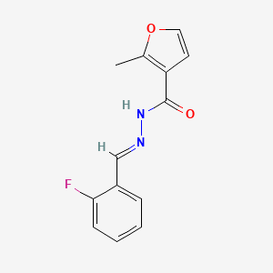 molecular formula C13H11FN2O2 B3854875 N'-[(E)-(2-fluorophenyl)methylidene]-2-methylfuran-3-carbohydrazide 