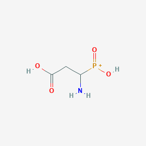 molecular formula C3H7NO4P+ B038549 (1-Amino-2-carboxyethyl)-hydroxy-oxophosphanium CAS No. 121722-22-3