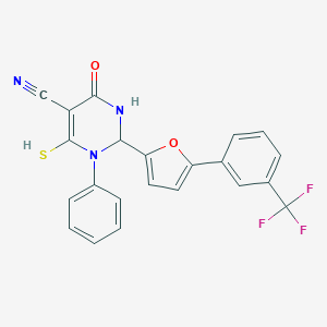 4-Oxo-1-phenyl-6-sulfanyl-2-{5-[3-(trifluoromethyl)phenyl]furan-2-yl}-1,2,3,4-tetrahydropyrimidine-5-carbonitrile