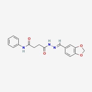 molecular formula C18H17N3O4 B3854988 N'-[(E)-1,3-benzodioxol-5-ylmethylideneamino]-N-phenylbutanediamide 