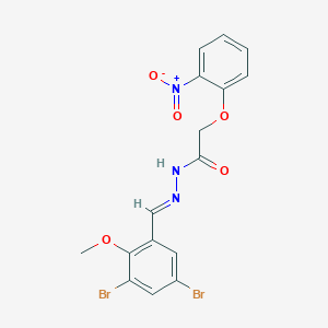 molecular formula C16H13Br2N3O5 B3855401 N'-[(E)-(3,5-dibromo-2-methoxyphenyl)methylidene]-2-(2-nitrophenoxy)acetohydrazide 