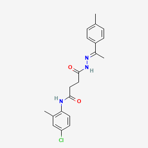 molecular formula C20H22ClN3O2 B3855463 N-(4-chloro-2-methylphenyl)-N'-[(E)-1-(4-methylphenyl)ethylideneamino]butanediamide 
