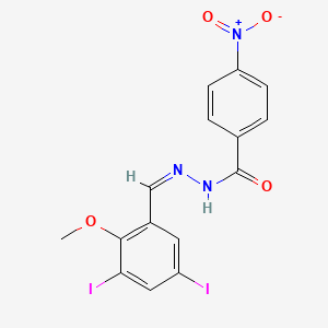 molecular formula C15H11I2N3O4 B3855597 N-[(Z)-(3,5-diiodo-2-methoxyphenyl)methylideneamino]-4-nitrobenzamide 