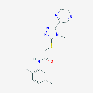 B385560 N-(2,5-dimethylphenyl)-2-{[4-methyl-5-(pyrazin-2-yl)-4H-1,2,4-triazol-3-yl]sulfanyl}acetamide CAS No. 843622-60-6