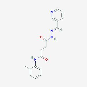 molecular formula C17H18N4O2 B3855617 N-(2-Methylphenyl)-3-{N'-[(E)-(pyridin-3-YL)methylidene]hydrazinecarbonyl}propanamide 