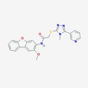 N-(2-methoxydibenzofuran-3-yl)-2-[(4-methyl-5-pyridin-3-yl-1,2,4-triazol-3-yl)sulfanyl]acetamide