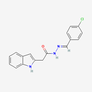 molecular formula C17H14ClN3O B3855665 N-[(E)-(4-chlorophenyl)methylideneamino]-2-(1H-indol-2-yl)acetamide 
