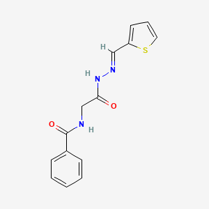 molecular formula C14H13N3O2S B3855690 N-({N'-[(E)-(Thiophen-2-YL)methylidene]hydrazinecarbonyl}methyl)benzamide 