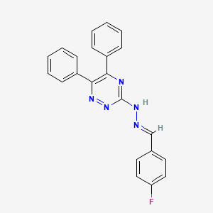 molecular formula C22H16FN5 B3855695 N-[(E)-(4-fluorophenyl)methylideneamino]-5,6-diphenyl-1,2,4-triazin-3-amine 