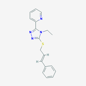 2-(4-ethyl-5-{[(2E)-3-phenylprop-2-en-1-yl]sulfanyl}-4H-1,2,4-triazol-3-yl)pyridine