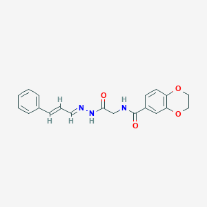 molecular formula C20H19N3O4 B3855772 N-[2-oxo-2-[(2E)-2-[(E)-3-phenylprop-2-enylidene]hydrazinyl]ethyl]-2,3-dihydro-1,4-benzodioxine-6-carboxamide 