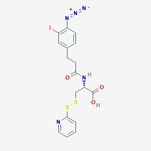 molecular formula C17H16IN5O3S2 B038558 N-(3-Iodo-4-azidophenylpropionamido)-S-(2-thiopyridyl)cysteine CAS No. 117820-47-0