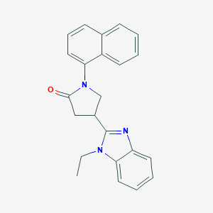molecular formula C23H21N3O B385587 4-(1-Ethylbenzimidazol-2-yl)-1-naphthylpyrrolidin-2-one CAS No. 720678-10-4