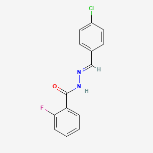 molecular formula C14H10ClFN2O B3856123 N-[(E)-(4-chlorophenyl)methylideneamino]-2-fluorobenzamide 