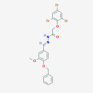 molecular formula C23H19Br3N2O4 B3856206 N-[(E)-(3-methoxy-4-phenylmethoxyphenyl)methylideneamino]-2-(2,4,6-tribromophenoxy)acetamide 