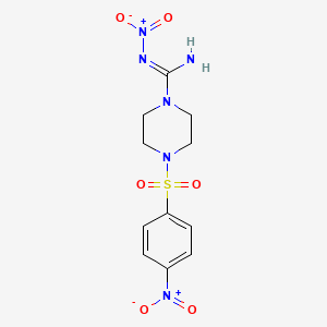 molecular formula C11H14N6O6S B3856245 N'-nitro-4-(4-nitrophenyl)sulfonylpiperazine-1-carboximidamide 