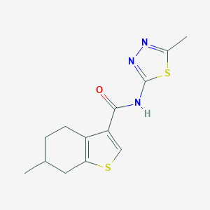 molecular formula C13H15N3OS2 B385626 6-methyl-N-(5-methyl-1,3,4-thiadiazol-2-yl)-4,5,6,7-tetrahydro-1-benzothiophene-3-carboxamide CAS No. 720671-61-4