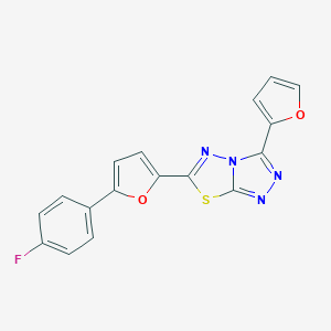 molecular formula C17H9FN4O2S B385645 6-[5-(4-Fluorophenyl)furan-2-yl]-3-(furan-2-yl)-[1,2,4]triazolo[3,4-b][1,3,4]thiadiazole CAS No. 720672-18-4