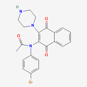 molecular formula C22H20BrN3O3 B3856466 N-(4-bromophenyl)-N-(1,4-dioxo-3-piperazin-1-ylnaphthalen-2-yl)acetamide 