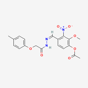 molecular formula C19H19N3O7 B3856477 [2-methoxy-4-[(Z)-[[2-(4-methylphenoxy)acetyl]hydrazinylidene]methyl]-3-nitrophenyl] acetate 